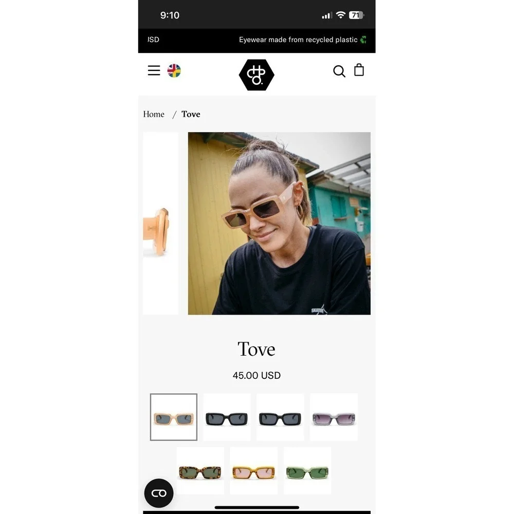 CHPO Tove Sunglasses Milky Tea Frame Made Of Recycled Plastic Grey Lens